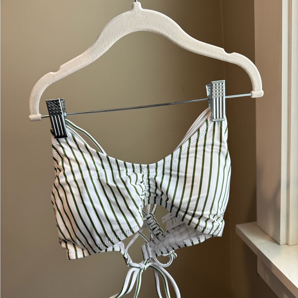 Cupshe Striped Green and White Bikini